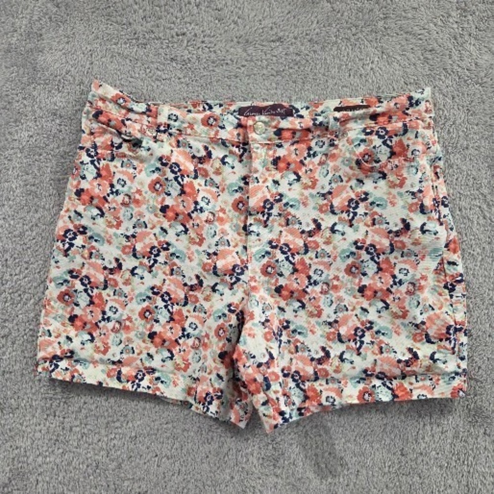 Gloria Vanderbilt Amanda‎ Women's Jean Shorts Size 16 High Rise Floral Print